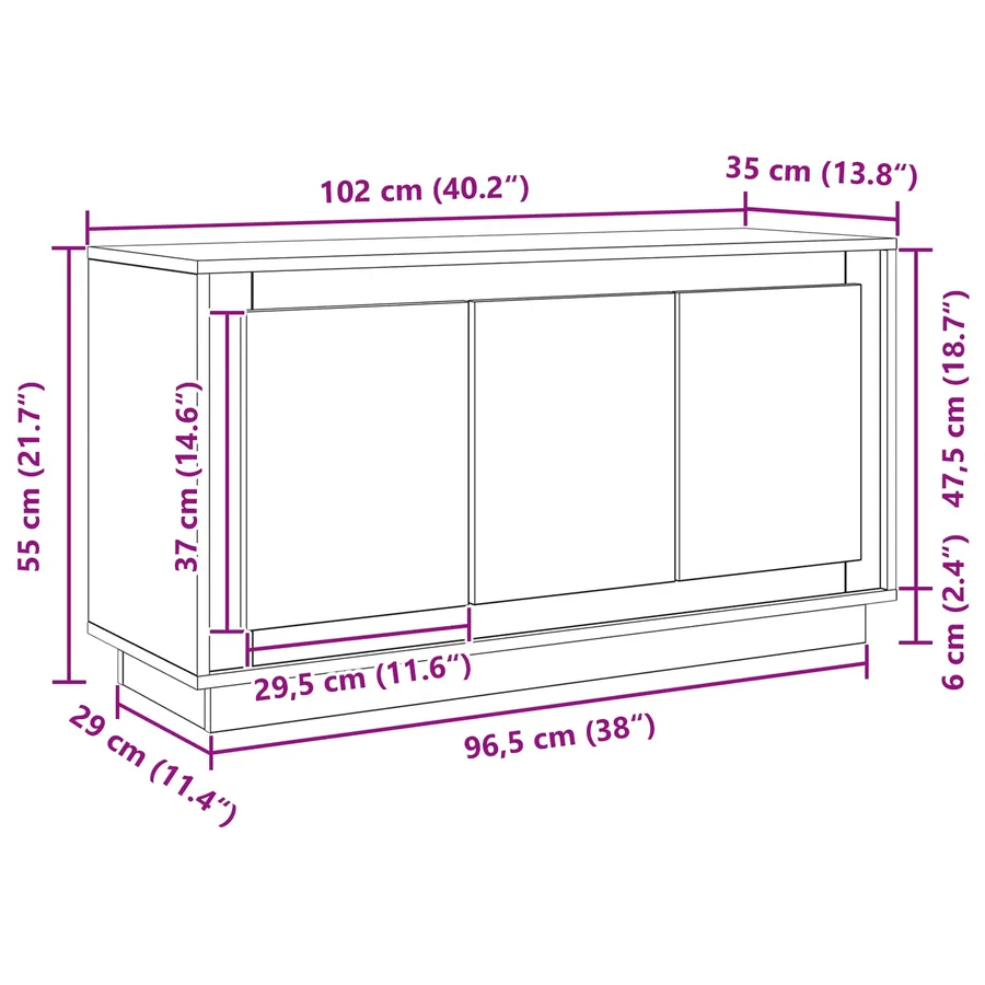 Buffet Chêne noir 102 x 35 x 55 cm Bois d'ingénierie - 14
