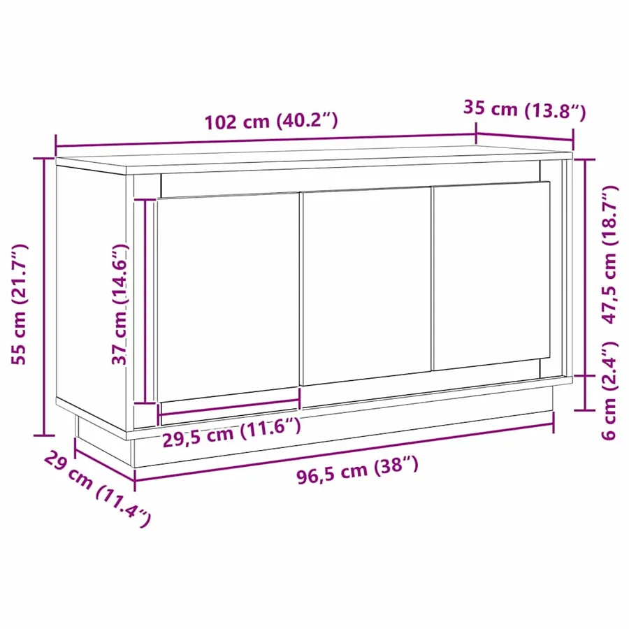 Buffet Chêne noir 102 x 35 x 55 cm Bois d'ingénierie - 15