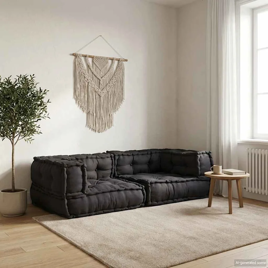 Canapé modulaire 2 places anthracite 140x70x36 tissu