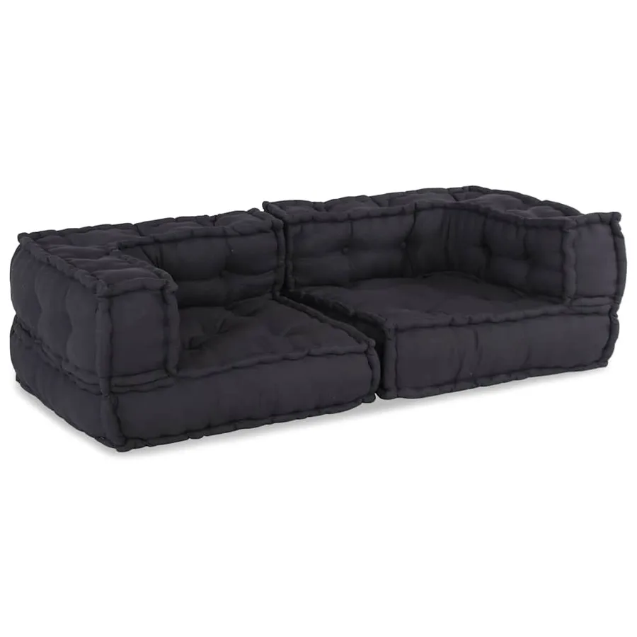 Canapé modulaire 2 places anthracite 140x70x36 tissu - 2