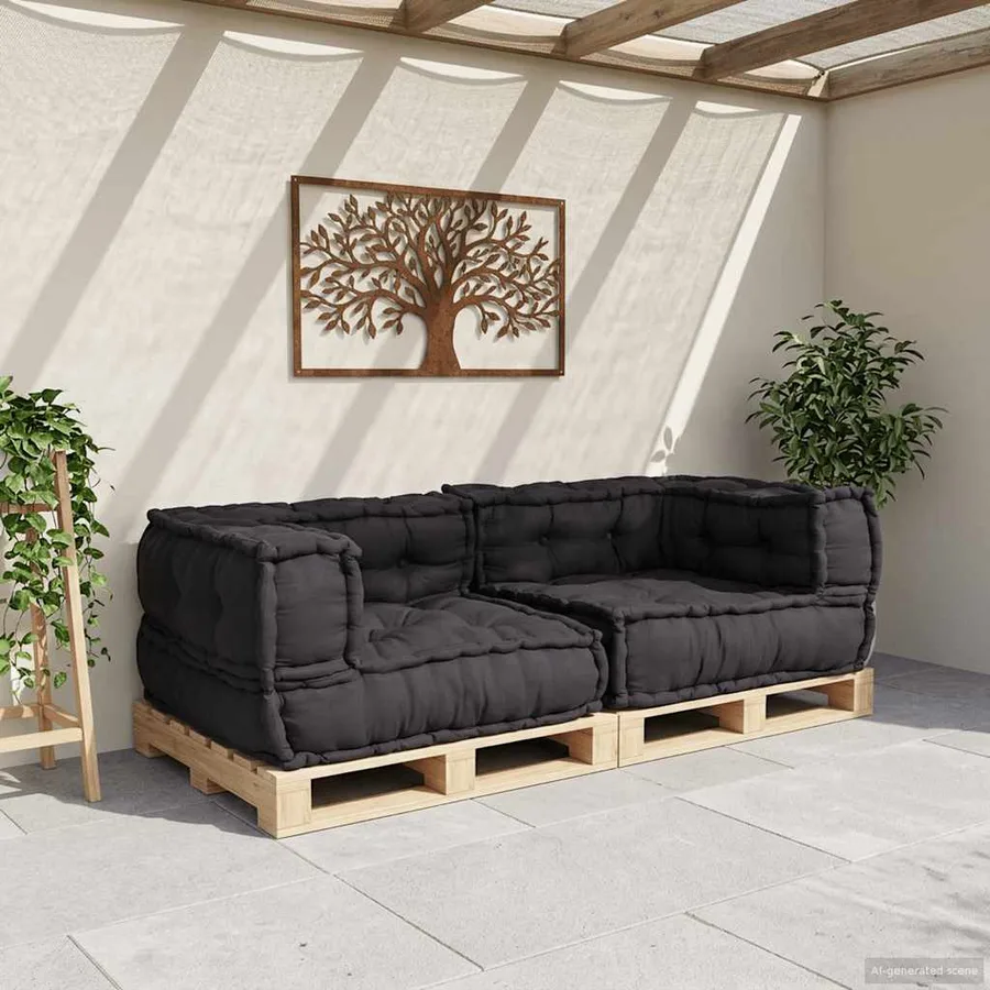 Canapé modulaire 2 places anthracite 140x70x36 tissu - 3