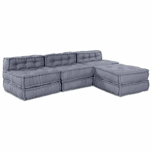 Unité de canapé modulaire 4 pcs Gris Tissu