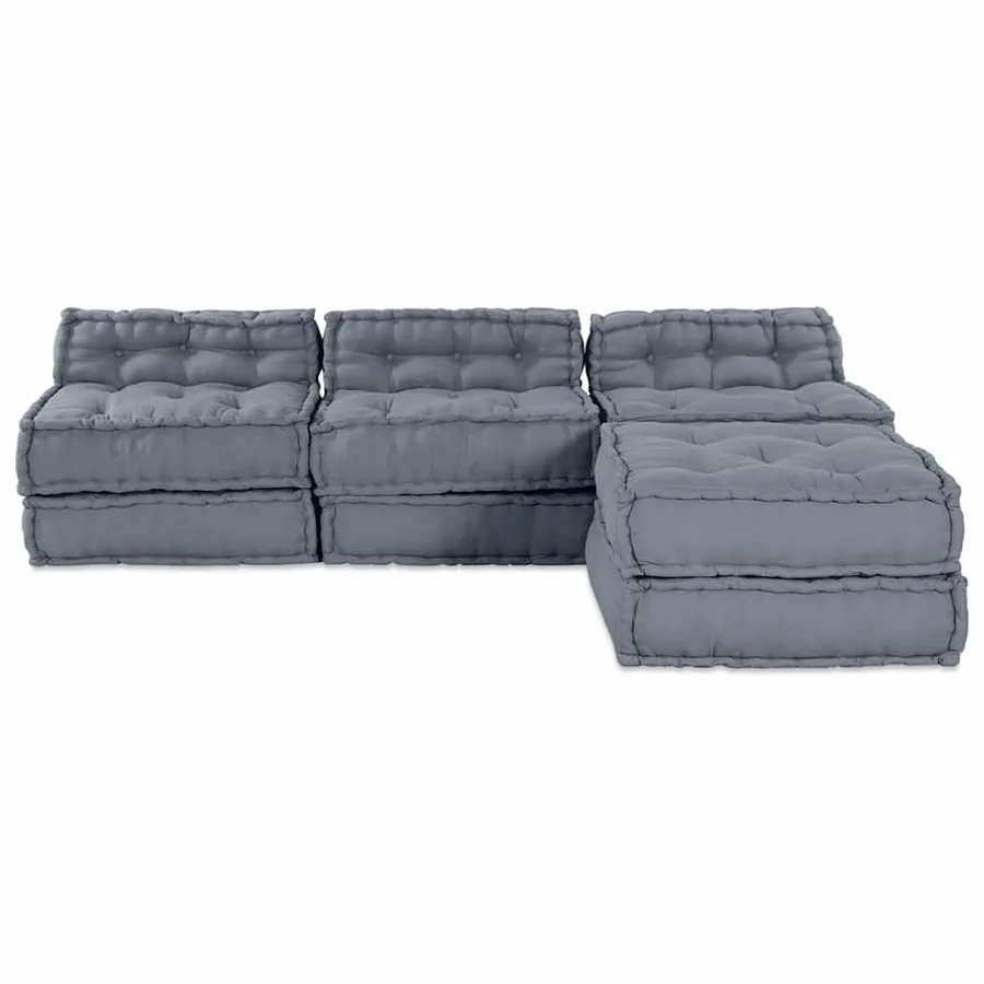Unité de canapé modulaire 4 pcs Gris Tissu - 7