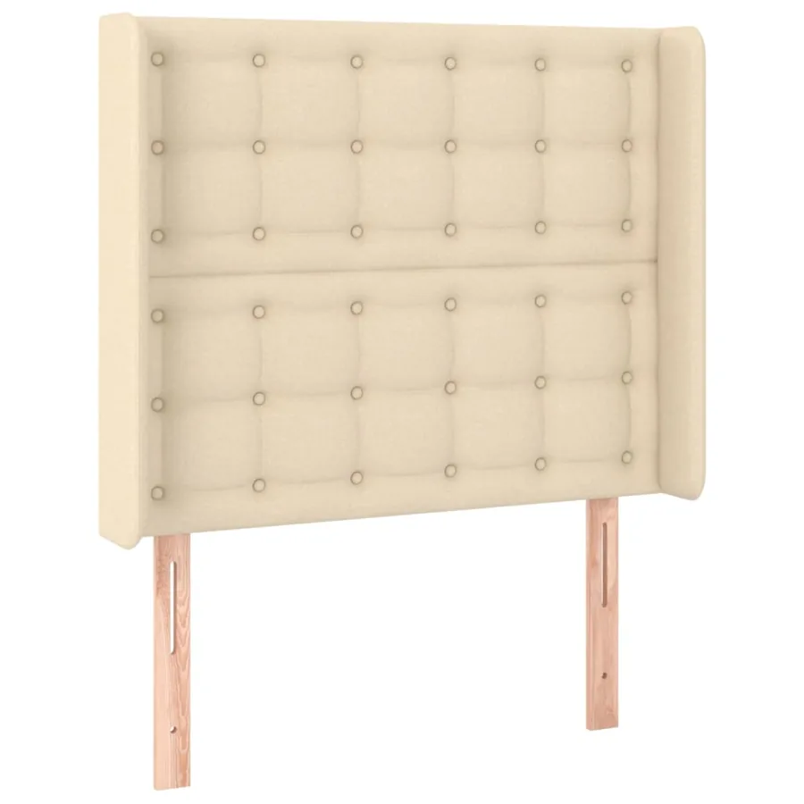Sommier à lattes de lit matelas et LED Crème 100x200 cm Tissu - 7