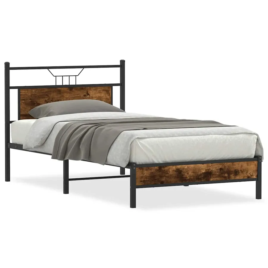 Cadre de lit sans matelas chêne fumé 100x200 cm bois ingénierie - 2
