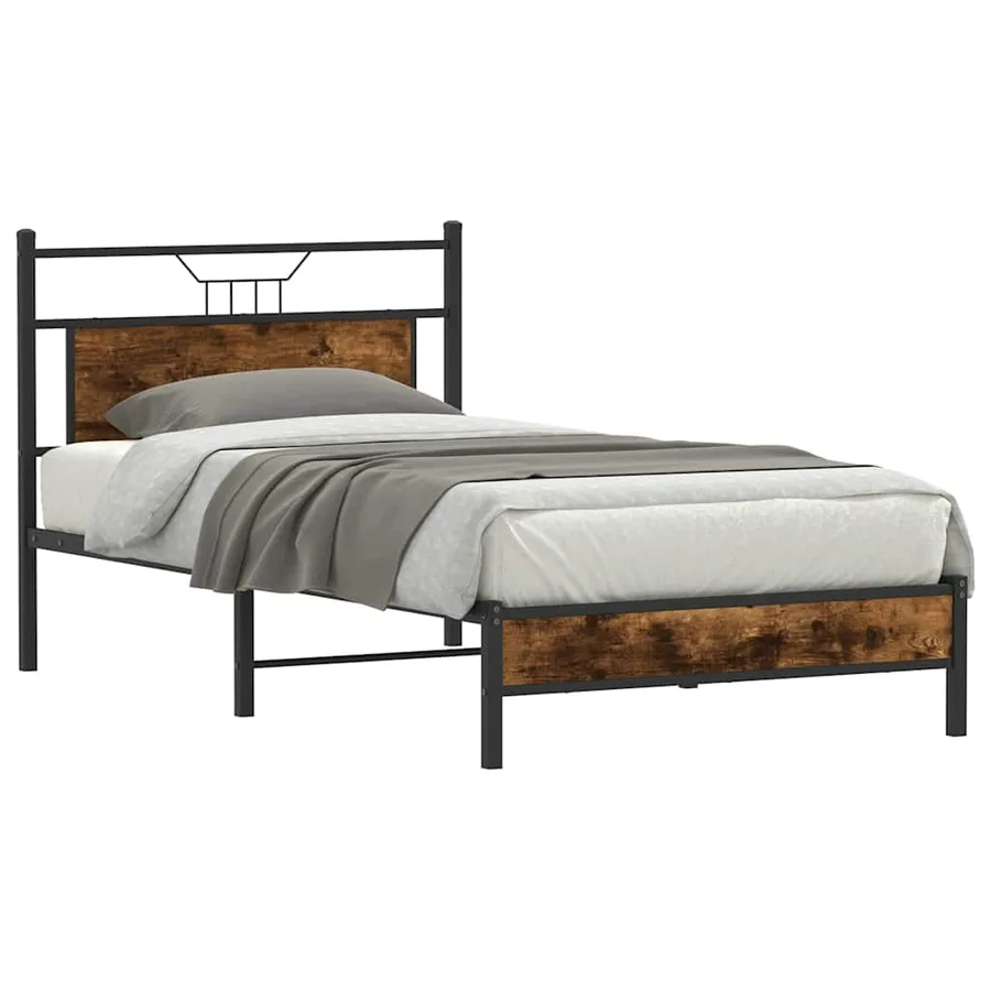 Cadre de lit sans matelas chêne fumé 100x200 cm bois ingénierie - 3