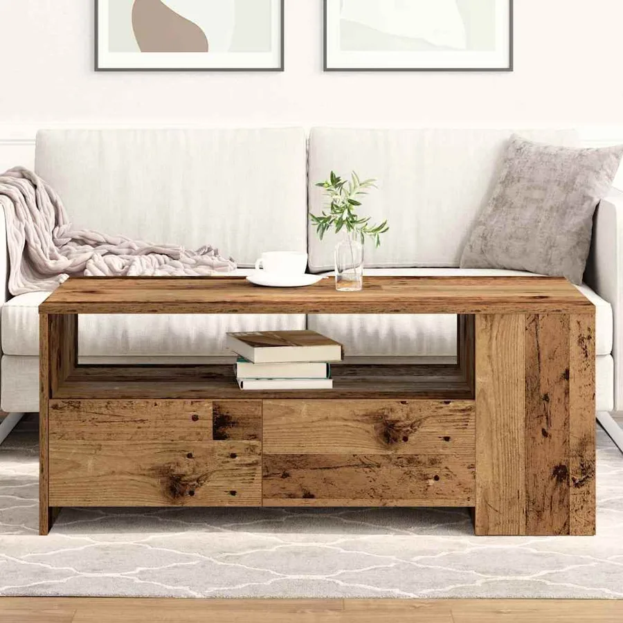 Table basse Bois Ancien 102 x 55 x 43,5 cm Bois d'ingénierie - 4