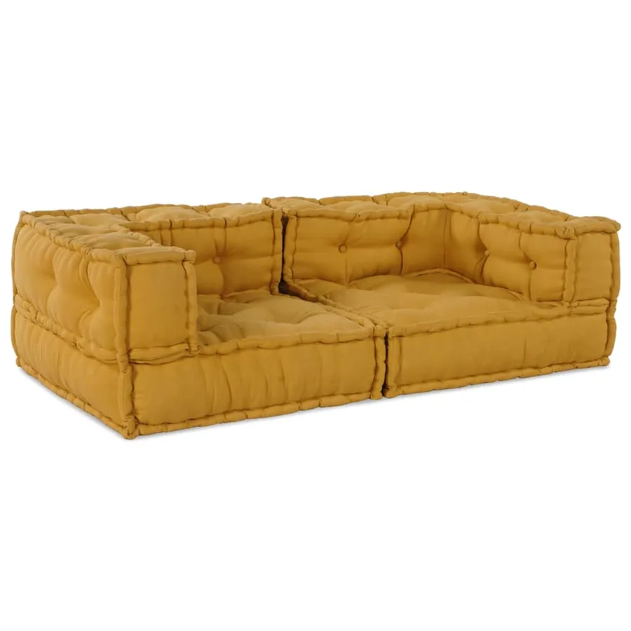 Canapé modulable 2 places jaune 140x70x36 cm en tissu - 2