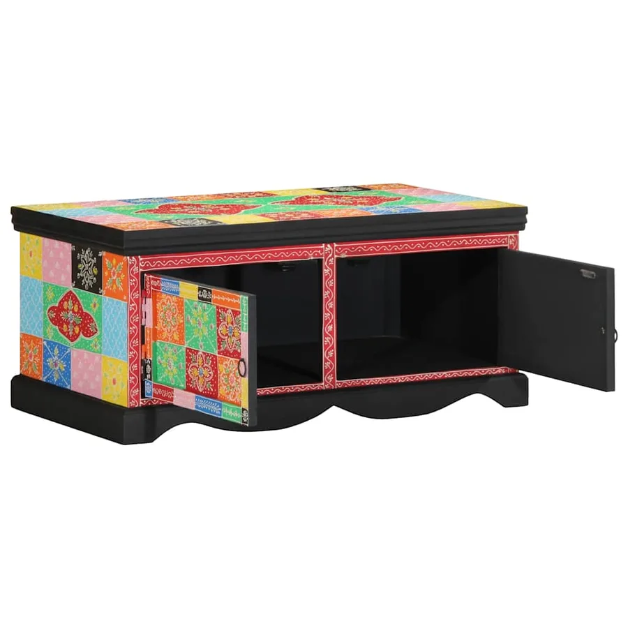 Table basse multicolore 90x50x40 cm bois de manguier massif - 3