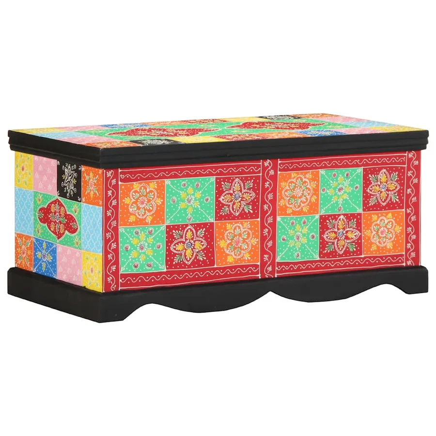 Table basse multicolore 90x50x40 cm bois de manguier massif - 5