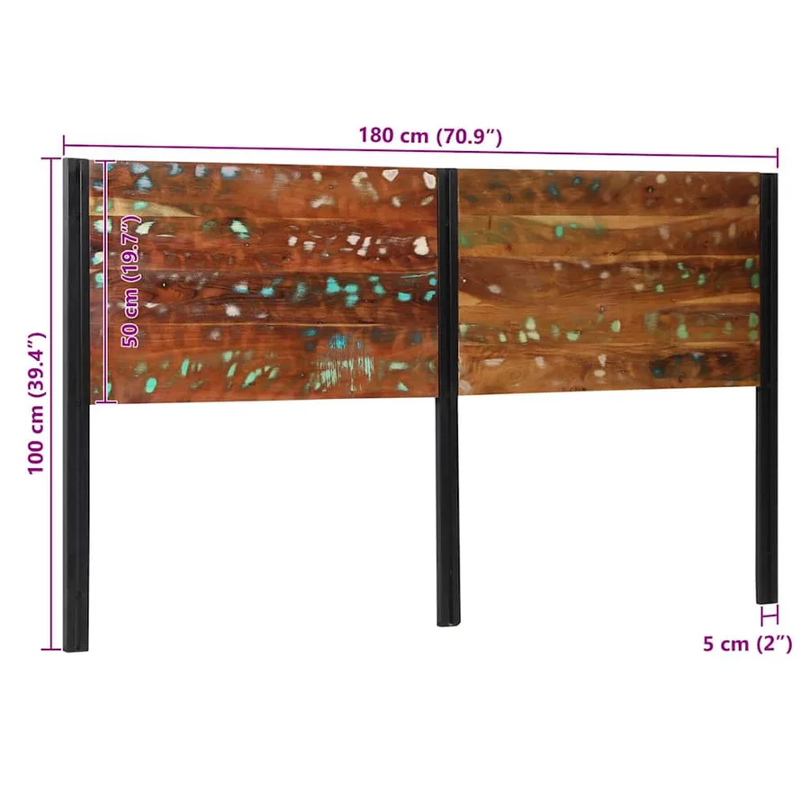 Tête de lit 180 cm bois massif récupéré et fer - 10