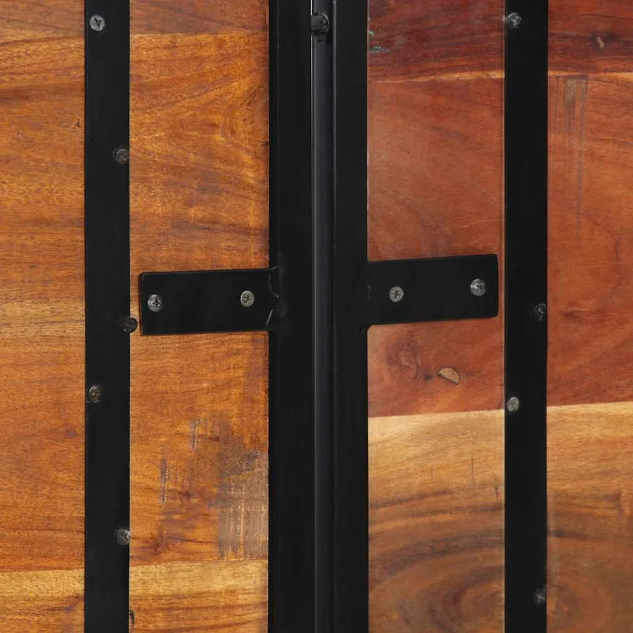 Tête de lit 180 cm bois massif récupéré et fer - 5