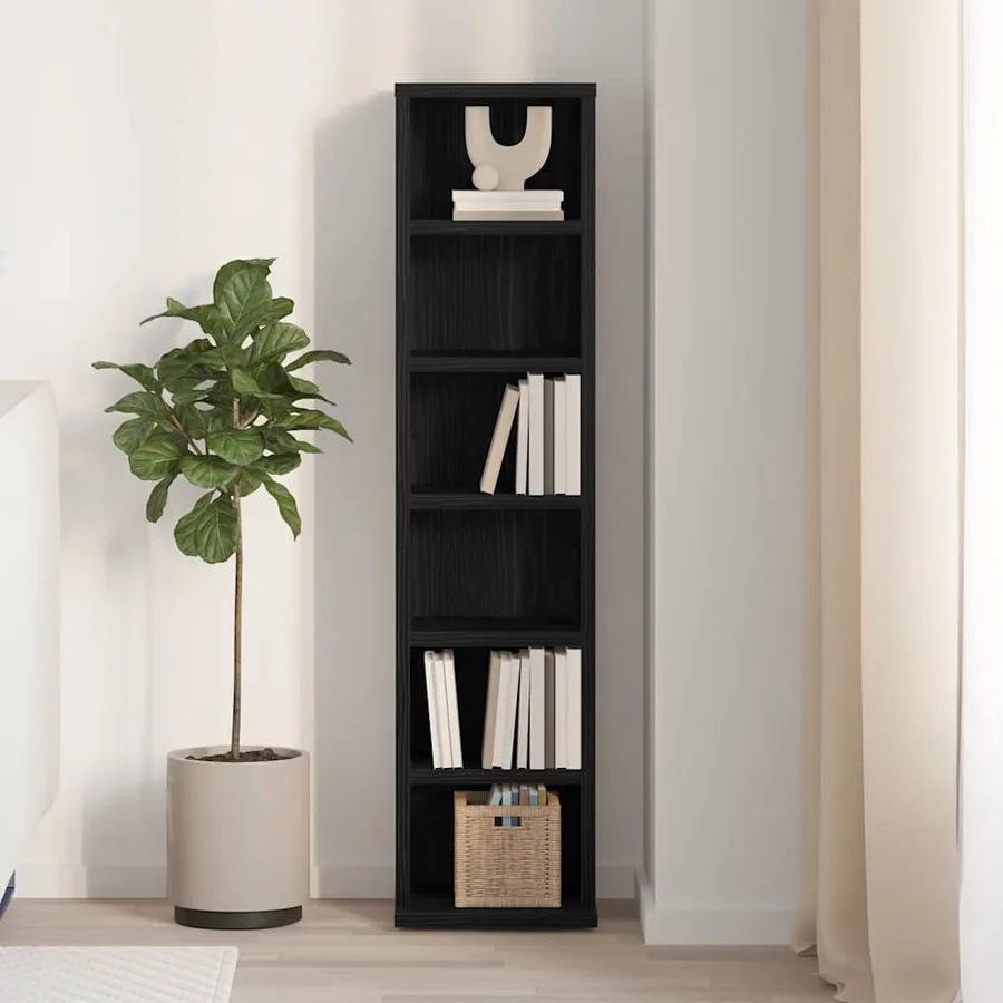 Armoire à CD chêne noir 21x20x88 cm bois d'ingénierie - 3
