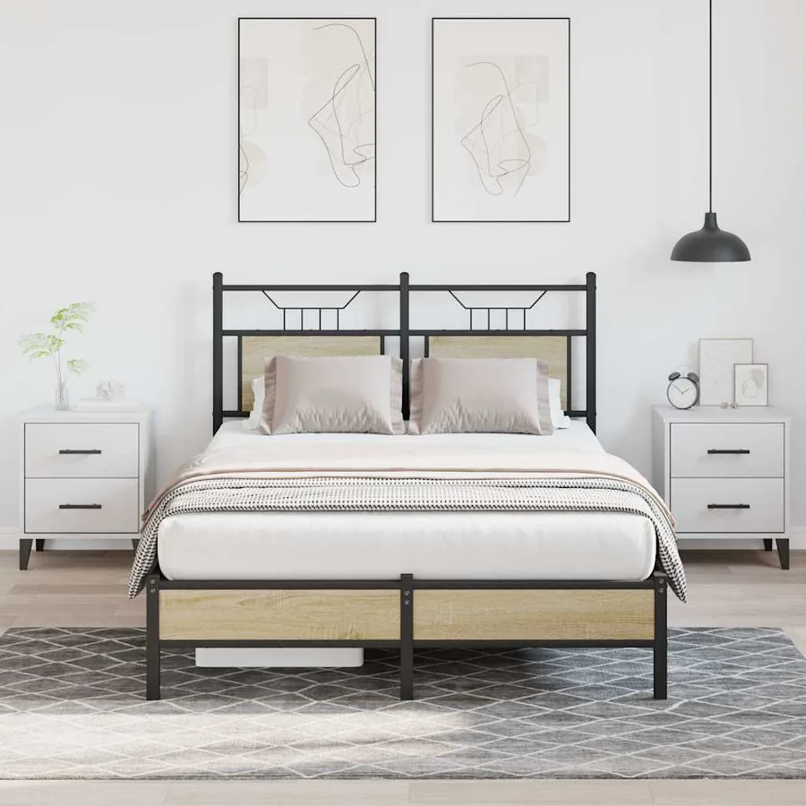 Cadre de lit sans matelas chêne sonoma 120x200 cm