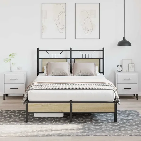 Cadre de lit sans matelas chêne sonoma 120x200 cm