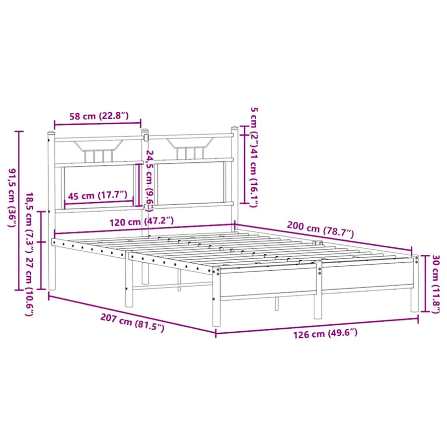 Cadre de lit sans matelas chêne sonoma 120x200 cm - 11