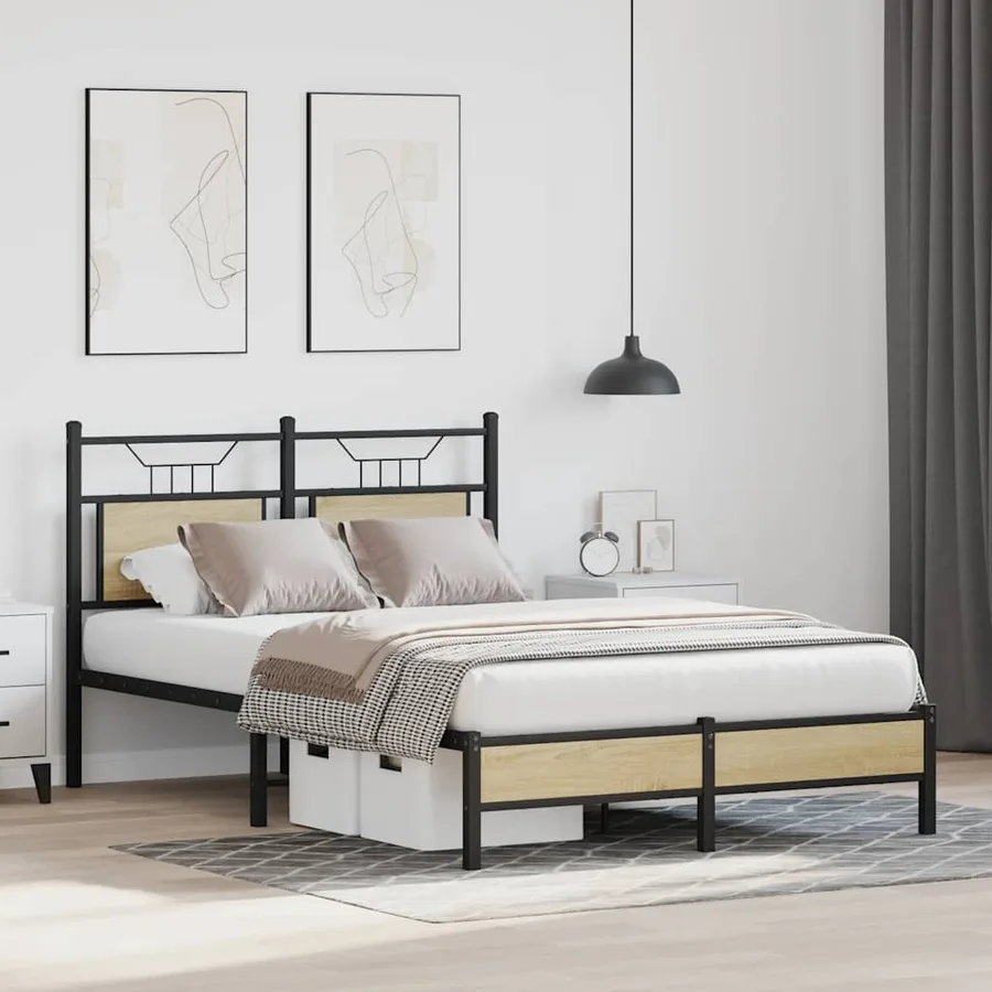 Cadre de lit sans matelas chêne sonoma 120x200 cm - 4