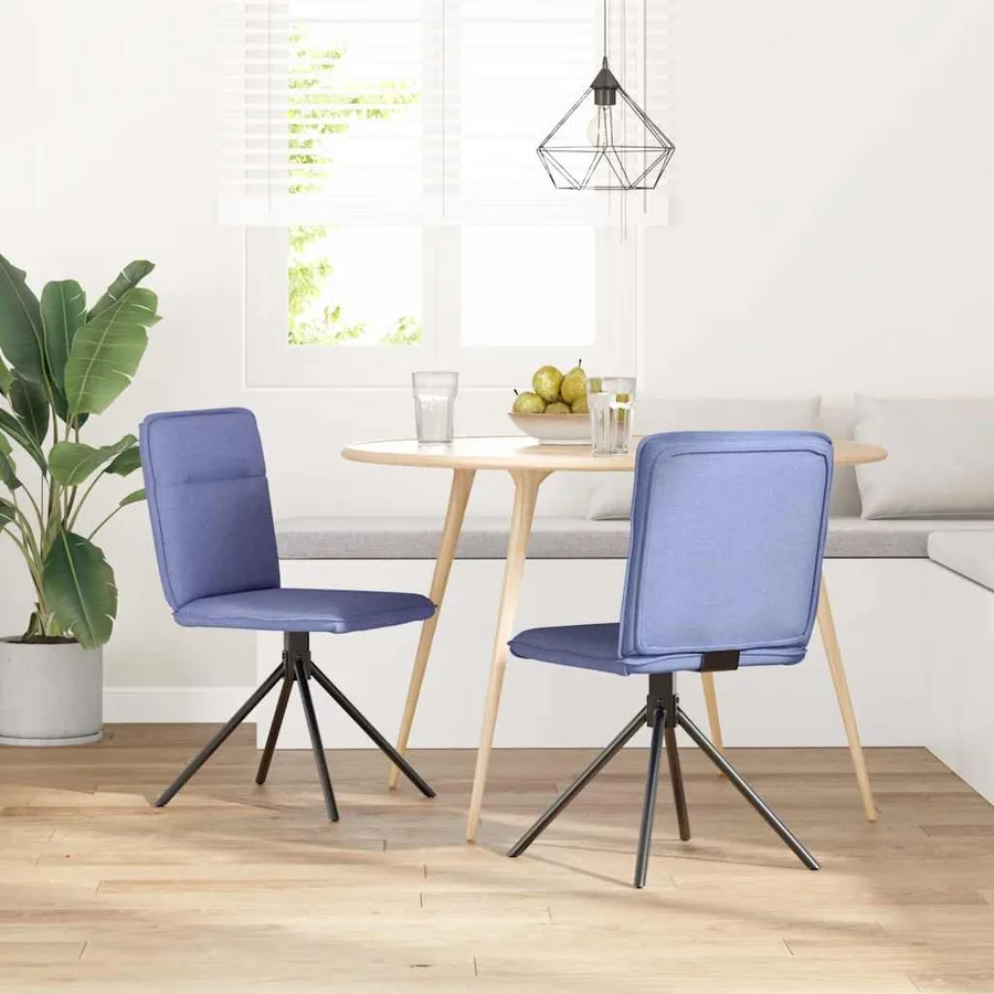 Chaises à manger lot de 2 bleu jean tissu - 2