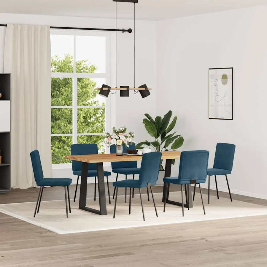 Chaises à manger lot de 6 bleu velours - 2