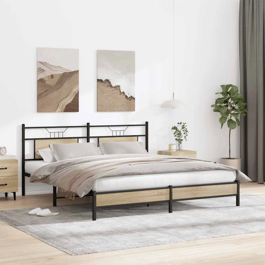 Cadre de lit sans matelas chêne marron 183x213 cm - 4