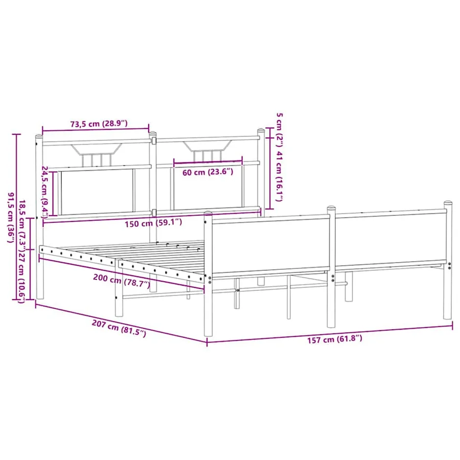 Cadre de lit sans matelas chêne sonoma 150x200 cm - 11
