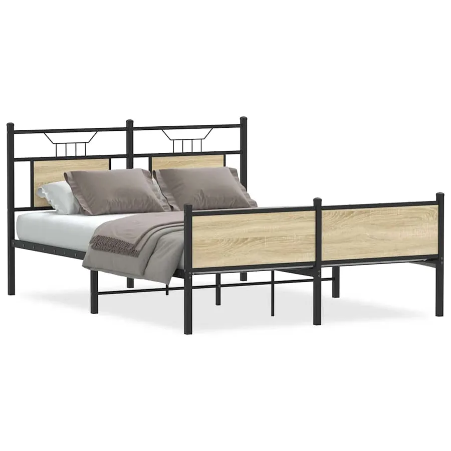 Cadre de lit sans matelas chêne sonoma 150x200 cm - 2