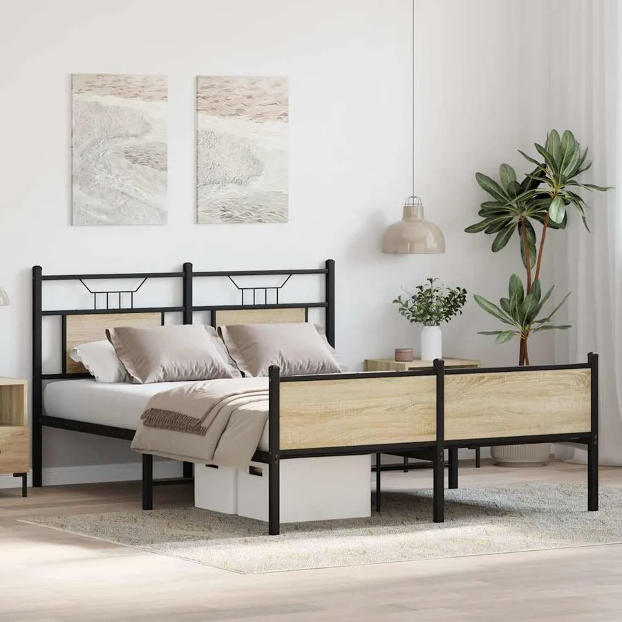 Cadre de lit sans matelas chêne sonoma 150x200 cm - 5