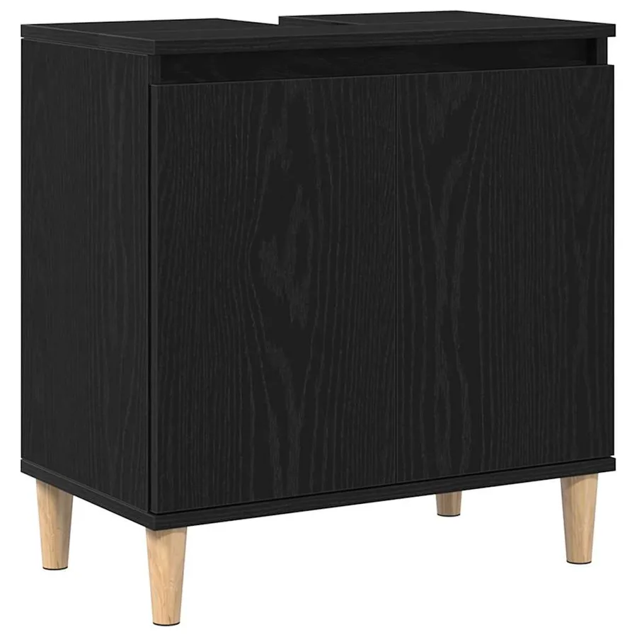 Meuble de Lavabo de Salle de Bain Chêne noir 58 x 33 x 60 cm - 2