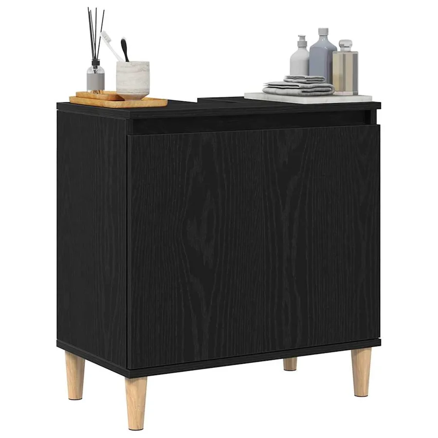 Meuble de Lavabo de Salle de Bain Chêne noir 58 x 33 x 60 cm - 3