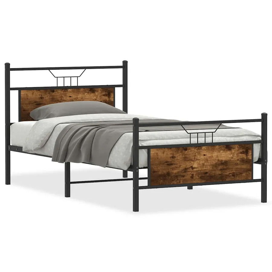 Cadre de lit sans matelas chêne fumé 107x203 cm bois ingénierie - 2