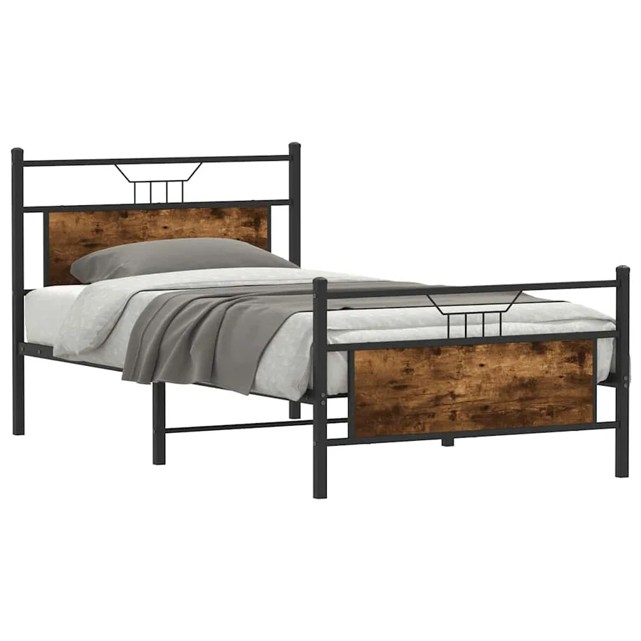 Cadre de lit sans matelas chêne fumé 107x203 cm bois ingénierie - 3