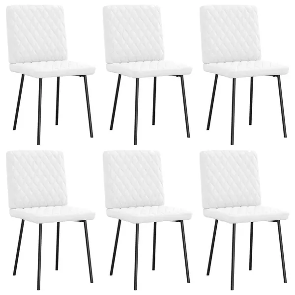 Chaises à manger lot de 6 blanc similicuir
