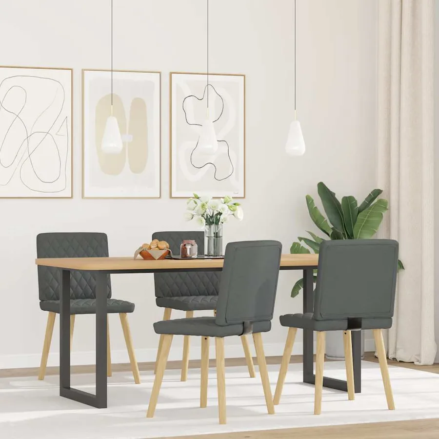 Chaises à manger lot de 4 gris foncé tissu - 2