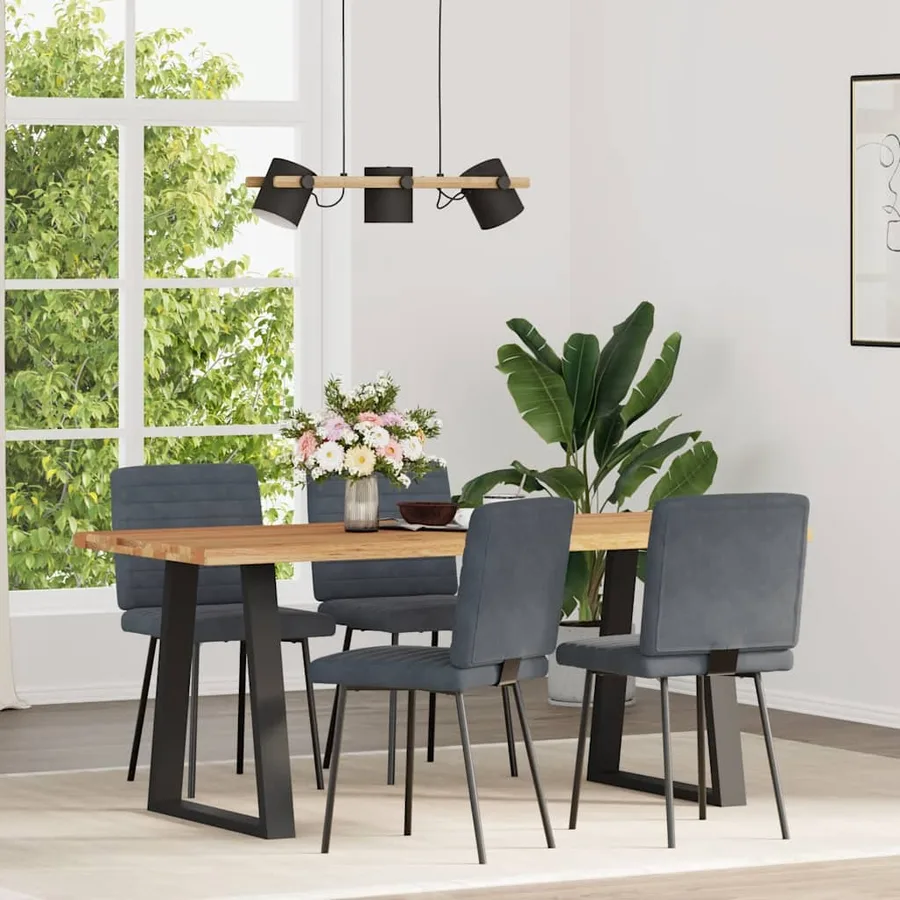 Chaises à manger lot de 4 Gris foncé Velours - 2