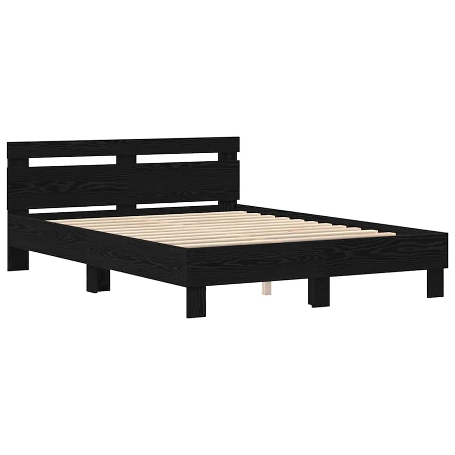 Cadre de lit avec LED Chêne noir 140 x 190 cm Bois d'ingénierie - 4