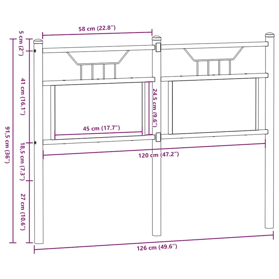 Tête de lit de remplacement chêne fumé 120 cm bois d'ingénierie et acier - 8