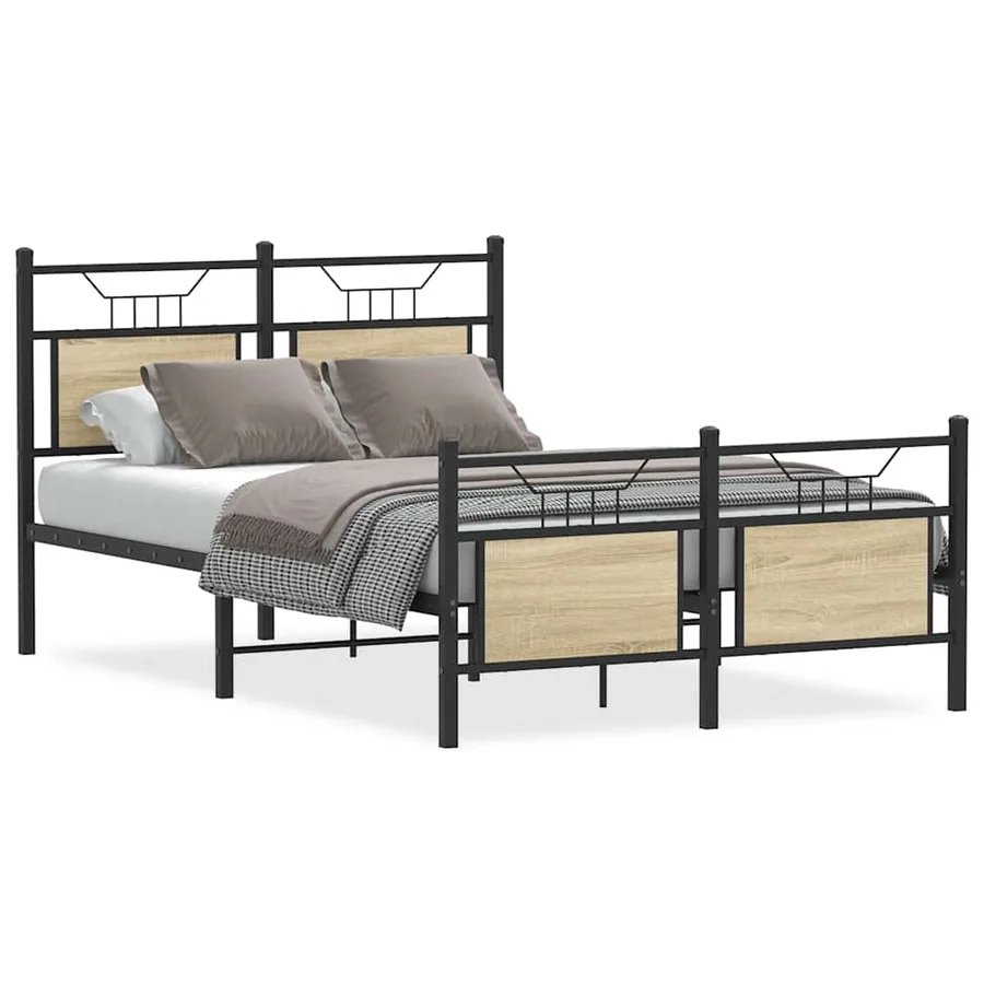 Cadre de lit sans matelas chêne sonoma 120x190 cm - 2