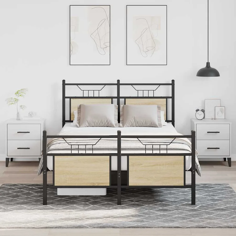 Cadre de lit sans matelas chêne sonoma 120x190 cm - 4