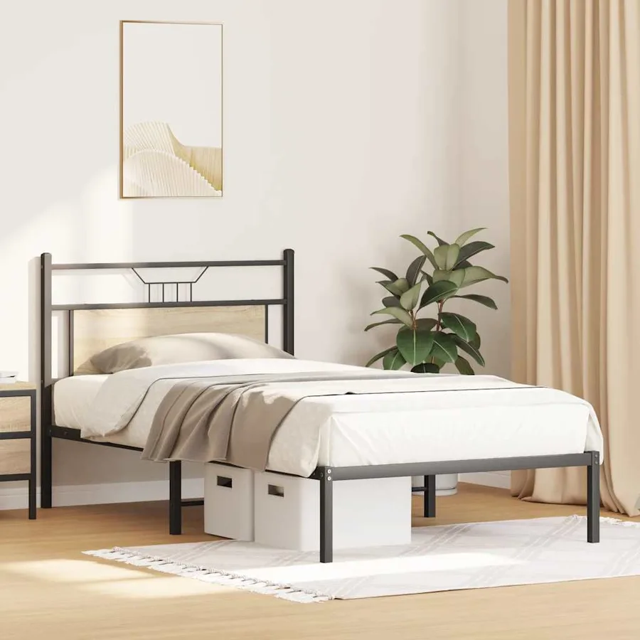 Cadre de lit sans matelas chêne sonoma 107x203 cm - 4