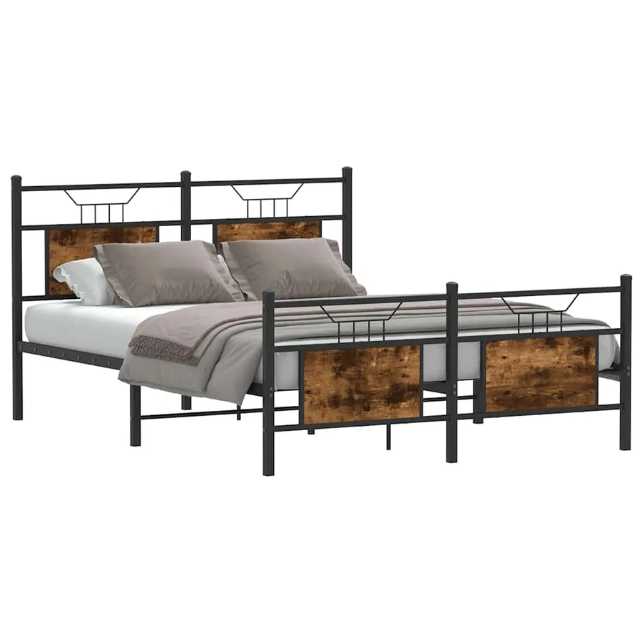 Cadre de lit sans matelas chêne fumé 140x200 cm bois ingénierie - 3
