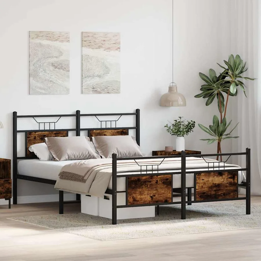 Cadre de lit sans matelas chêne fumé 140x200 cm bois ingénierie - 4
