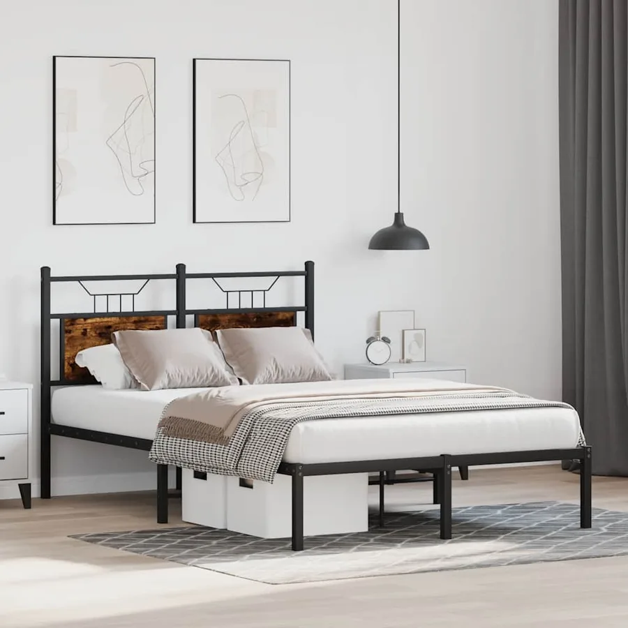 Cadre de lit sans matelas chêne fumé 120x200 cm bois ingénierie - 4