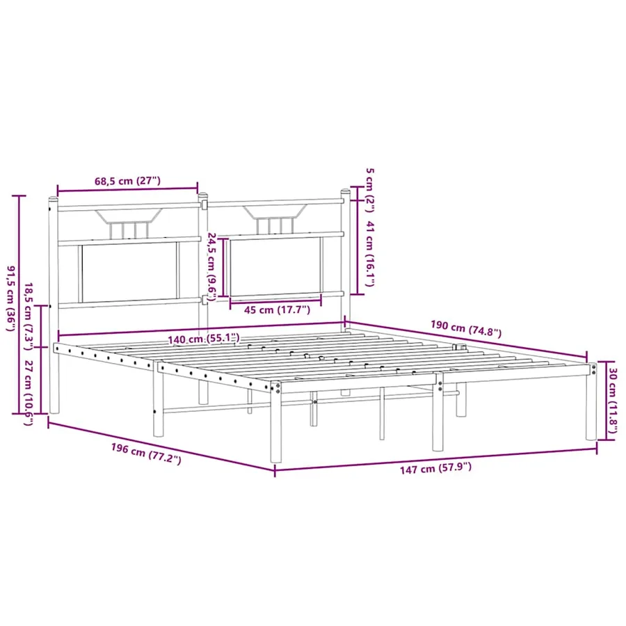 Cadre de lit sans matelas chêne fumé 140x190 cm bois ingénierie - 11