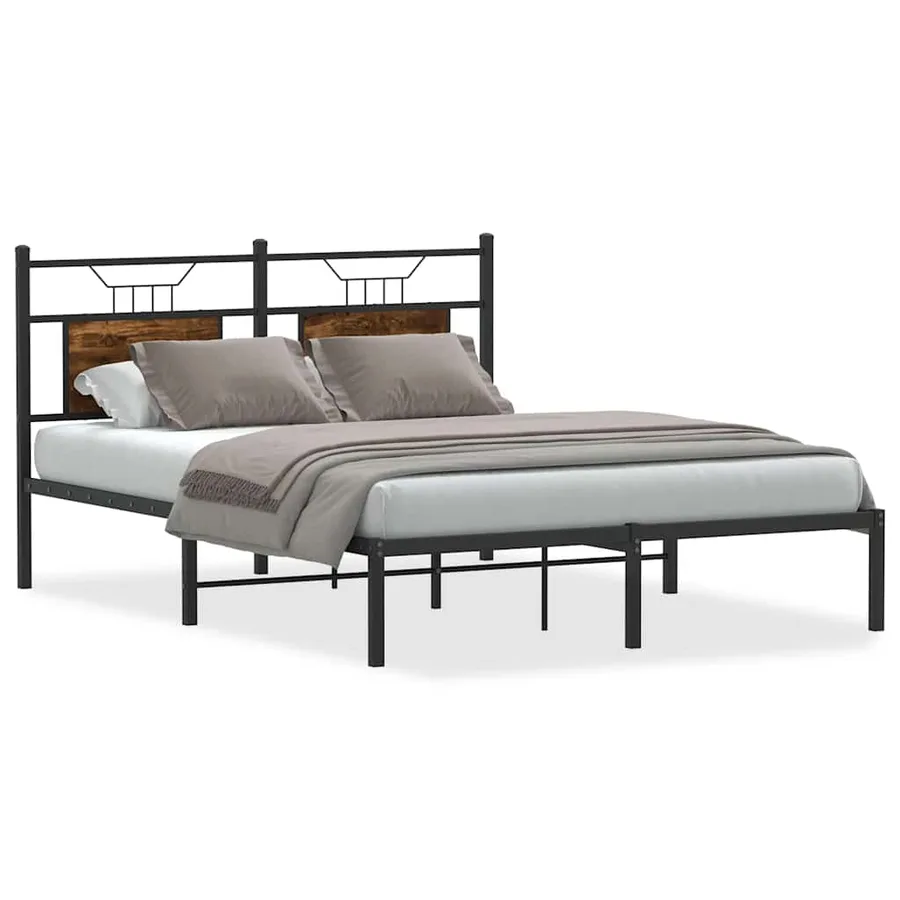 Cadre de lit sans matelas chêne fumé 140x190 cm bois ingénierie - 2
