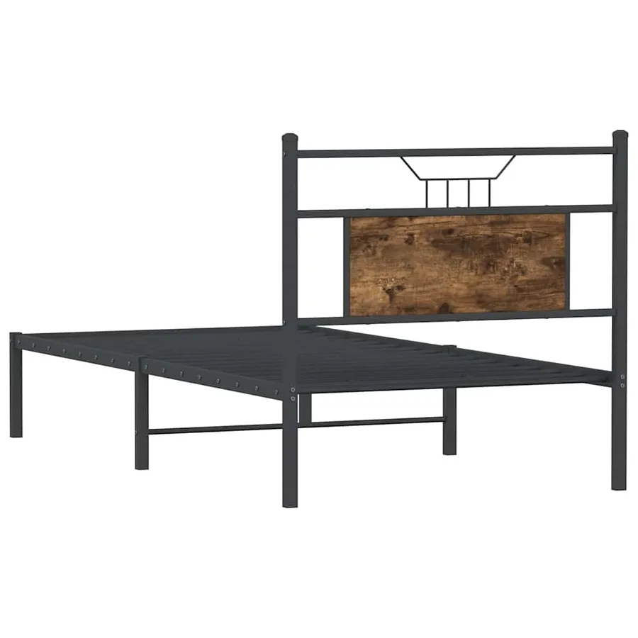 Cadre de lit sans matelas chêne fumé 80x200cm bois d'ingénierie - 8