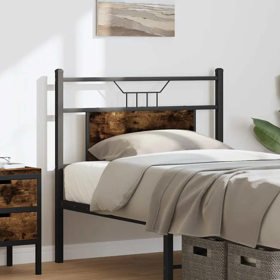 Tête de lit de remplacement chêne fumé 75 cm bois d'ingénierie et acier - 3