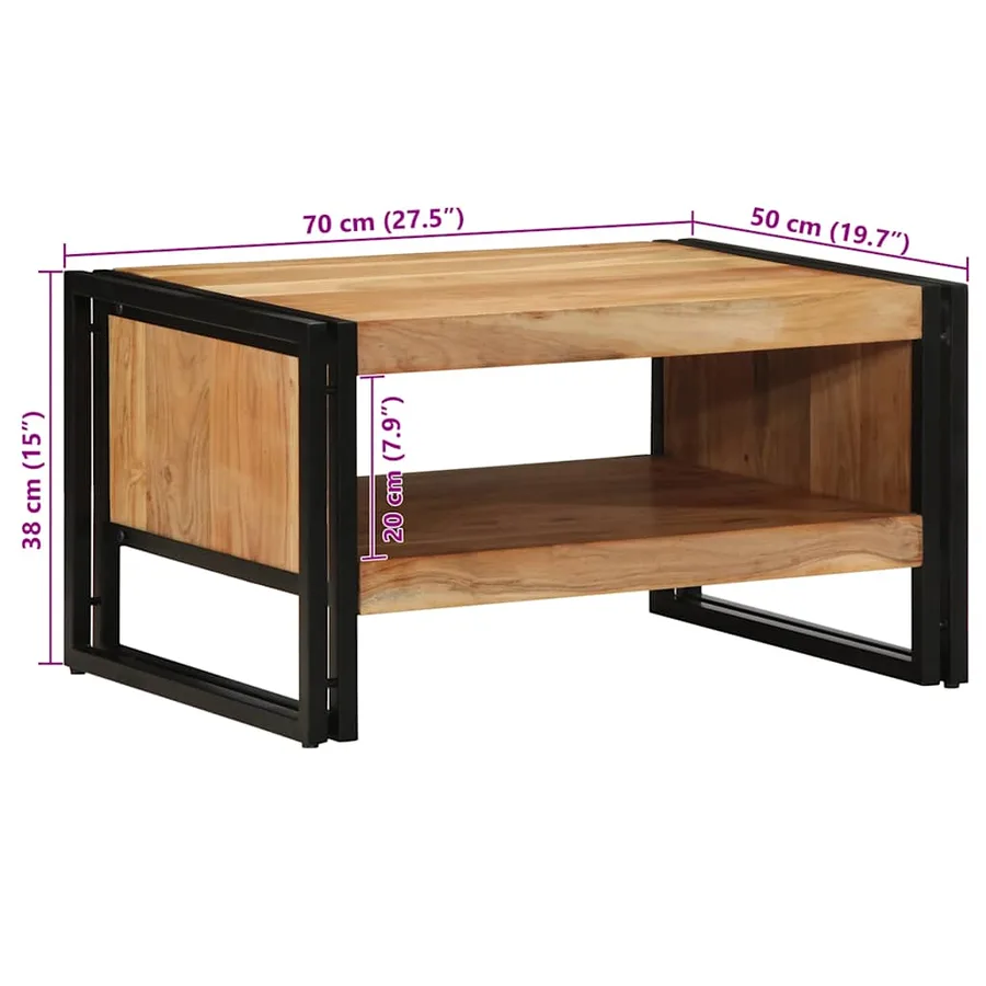 Table basse 70x50x38 cm bois massif acacia - 11