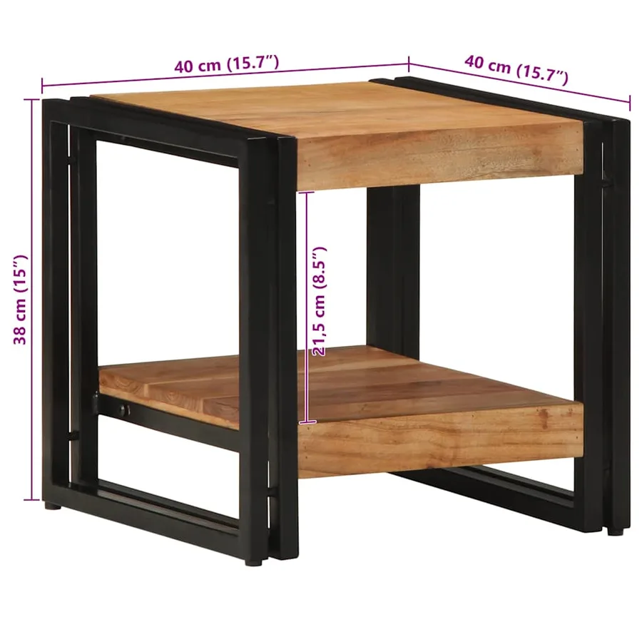Table basse Marron 40 x 40 x 38 cm Bois d'Acacia Massif - 11