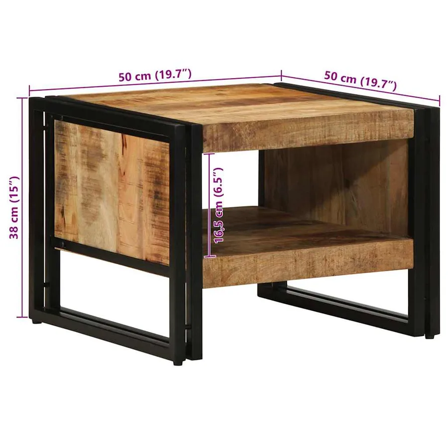 Table basse 50x50x38 cm bois de manguier massif brut - 10
