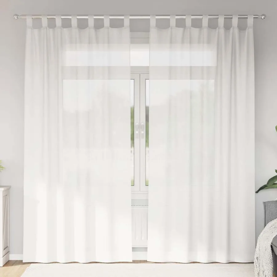 Rideaux en voile avec boucles 2 pcs blanc 140x225 cm